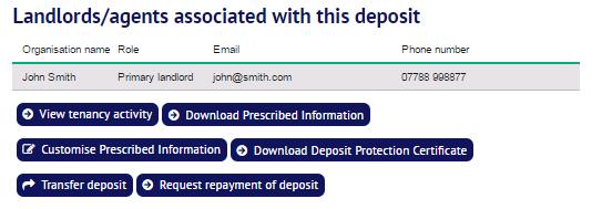 the page for Request repayment of deposit : TDS