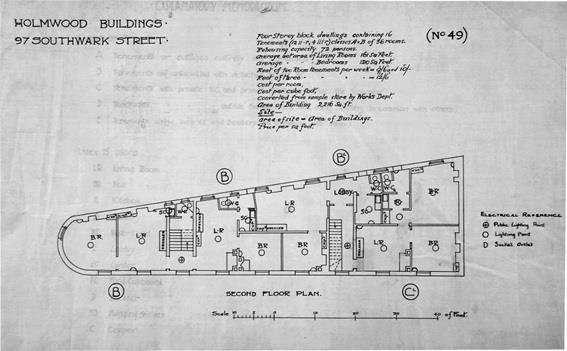 Fig. 1: Holmwood Buildings plan (LMS ref: LCC/AR/HS/03/059) Fig.