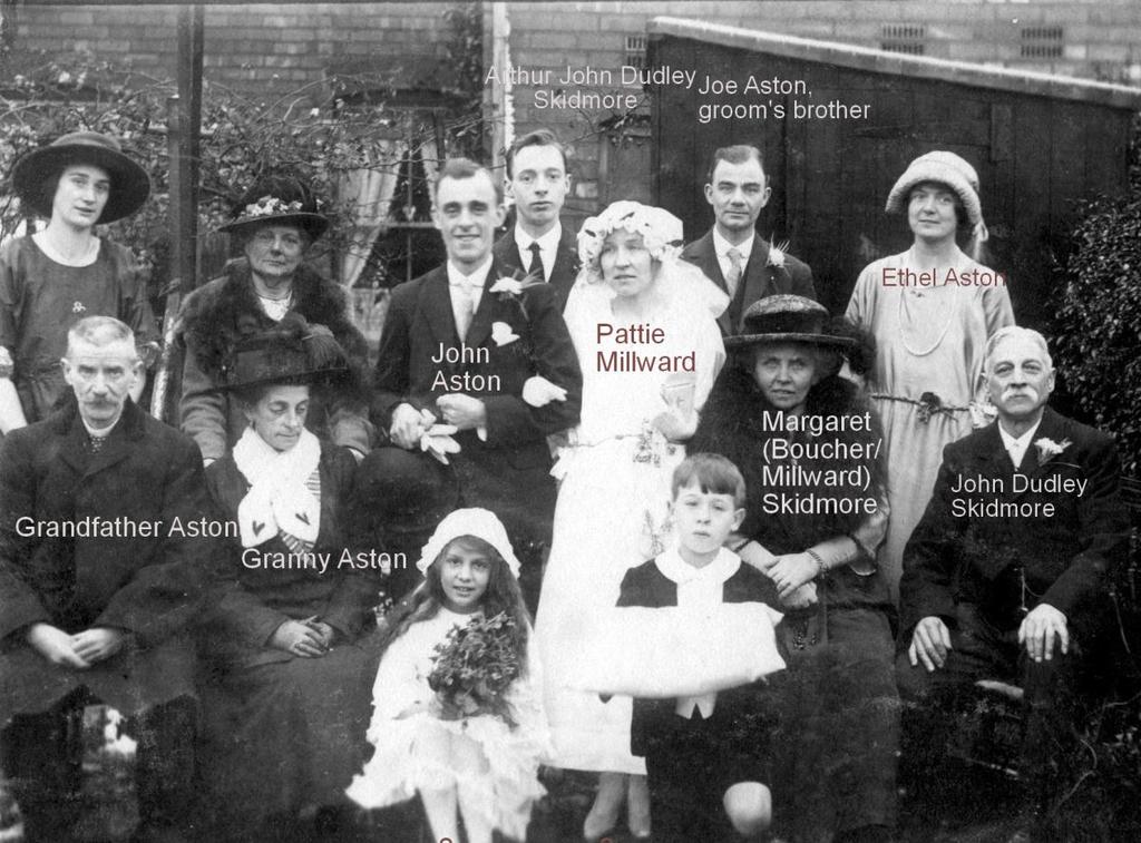 Taken about 1933/34 at Forge House, Upton Bishop. Back row: Thomas Weaver and his daughter Cissie Weaver.
