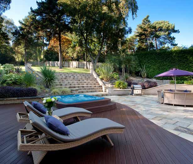 landscaped with a large terraced seating area