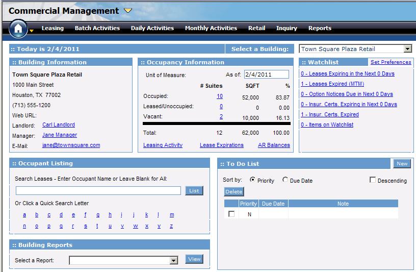 Procedure Complete the following steps to access the dashboard: 1. From the Commercial Management main page, click on the yellow down-arrow to the right of the home icon. 2.
