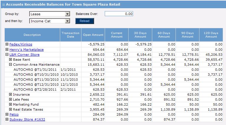 Module 8: Reports and Dashboards A/R Balances You can also view outstanding rent balances from within the Occupancy Information section of the Property Manager dashboard.
