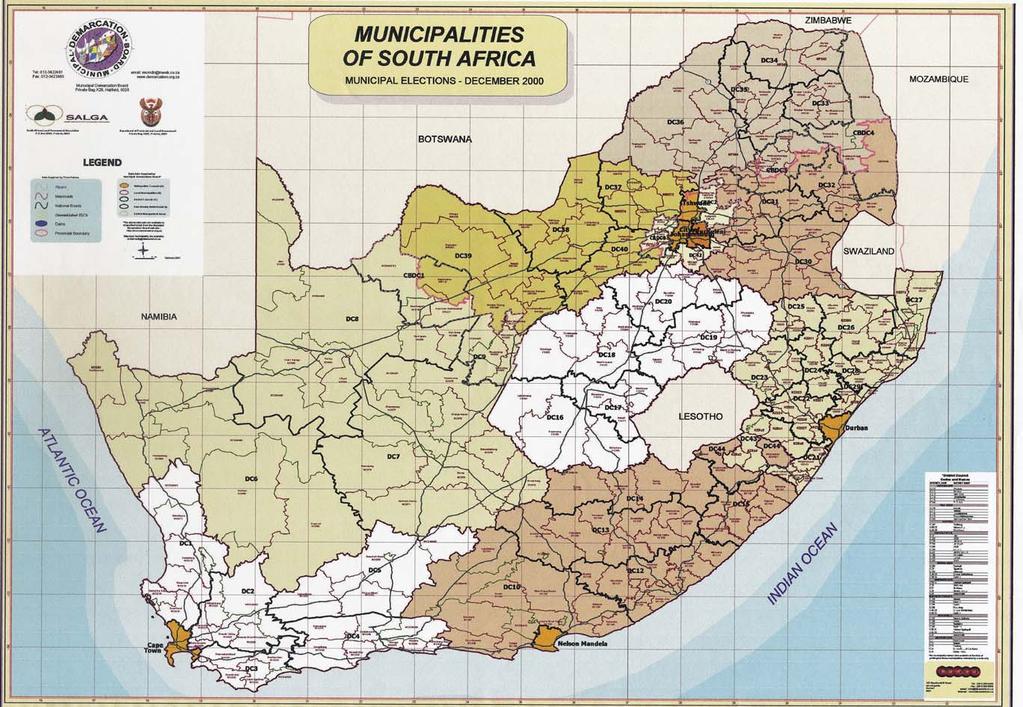 Map 1: New Municipal Boundaries in South