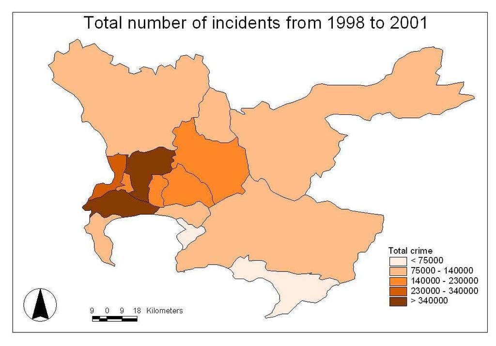 spatialise crime data according to planning regions, and provides a valuable way to understand spatial