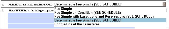 (4) For a Determinable Fee Simple or Fee Simple on Condition, select the