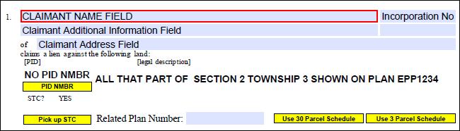 EXAMPLE: APPLICATION FOR TITLE TO UNREGISTERED LAND WITH NO PID NUMBER OR RELATED PLAN NUMBER (4) The electronic filing system notes the application on the registered title of a parcel by PID number