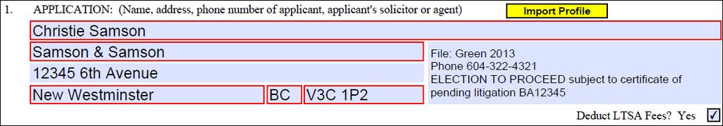 EXAMPLE: TRANSFER SUBJECT TO CERTIFICATE OF PENDING LITIGATION c. Alternatively, enter the election and authorization information under s.
