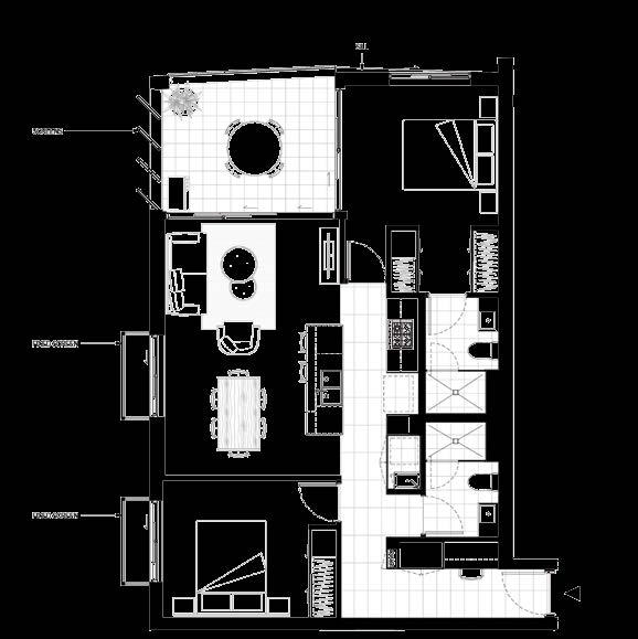 FLOOR PLAN UNIT TYPE A 2 BEDROOMS N 2 BEDROOMS 2 BATHROOMS STUDY NOOK 1 CAR PARK Unit Type A Units 105, 207, 307, 407, 507, 607, 707, 807 Disclaimer: These plans are intended as a guide only.