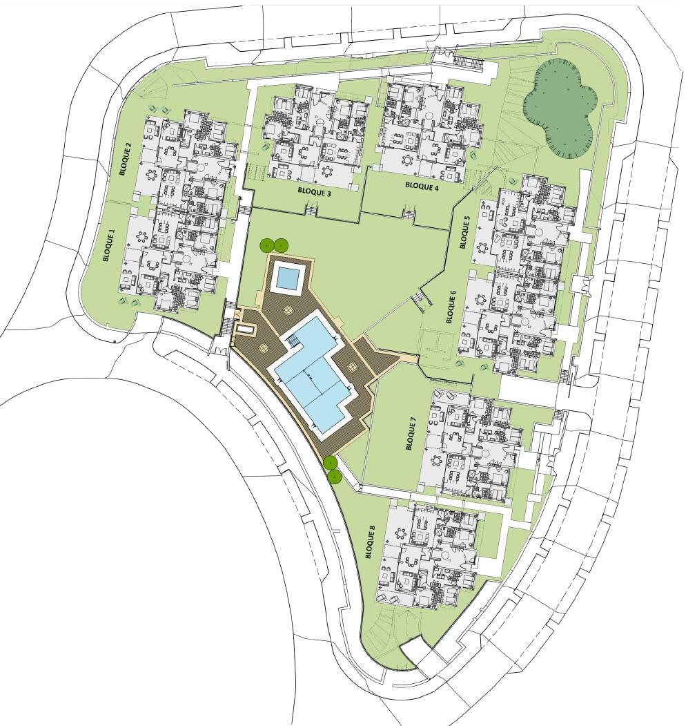 SITE PLAN MONTESA La Montesa de Marbella is development project consisting of 39 apartments & penthouses. The plot is situated in a privileged location with views of Cabopino port and golf.