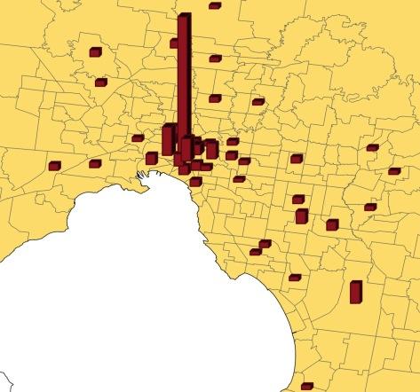 Total economic activity is most intense in inner cities Economic activity by location, 2011-12, Melbourne CBD: $39.