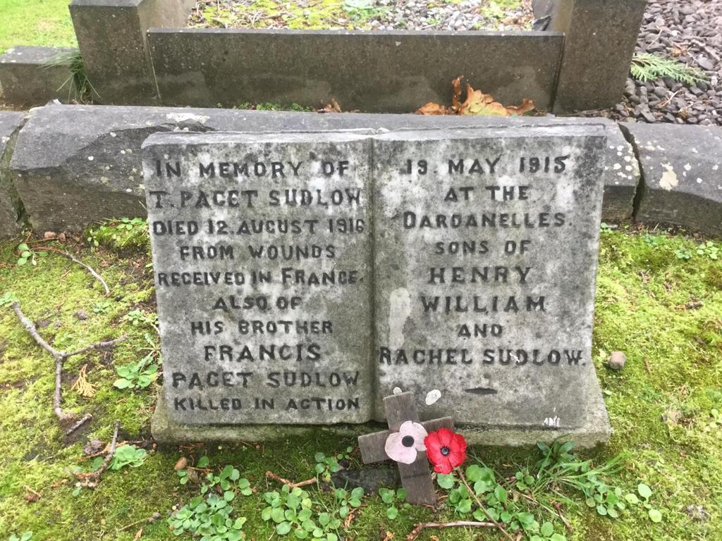 Photo of Private T. Paget Sudlow s Private Headstone shared with his brother - Francis Paget Sudlow in St. Michael s Church of Ireland Churchyard, Blackrock, County Cork, Republic of Ireland.