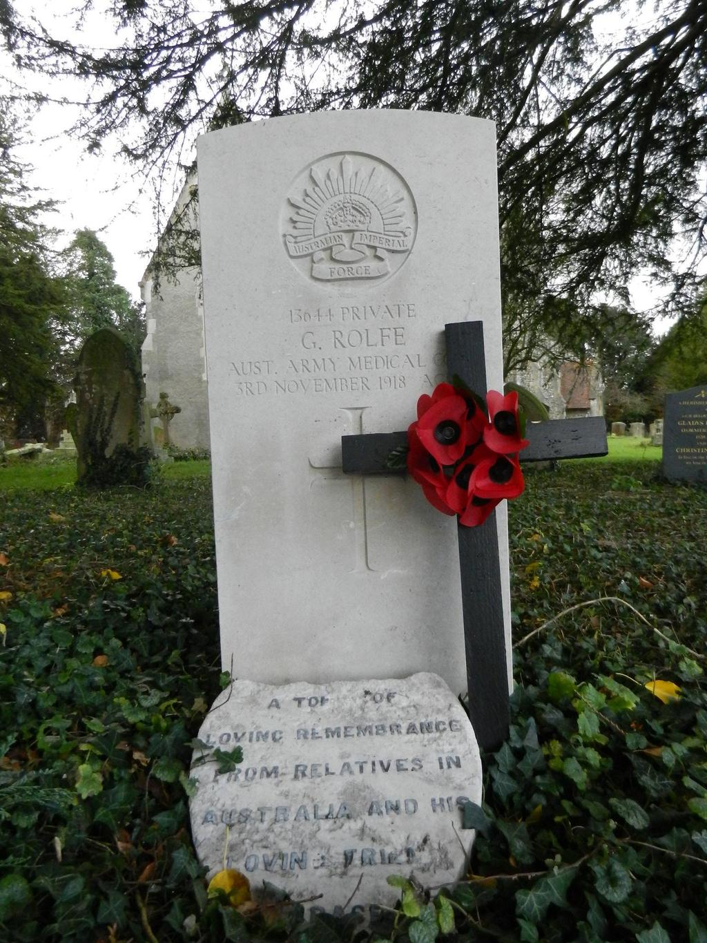 Photo of Pte G. Rolfe s Commonwealth War Graves Commission Headstone in St.