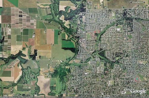 Step 1: Draw the Boundaries A satellite image of Hillsboro, Oregon, shows the urban boundary