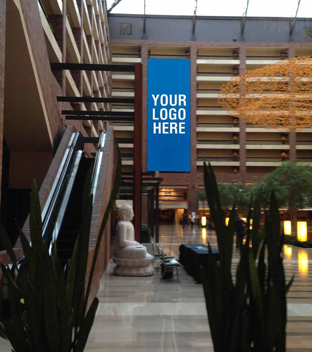 GRAND ATRIUM MULTI-FLOOR BANNER Shown hanging over the portal leading to the hotel s Tower Building, banners (up to seven-floors tall) can be placed in