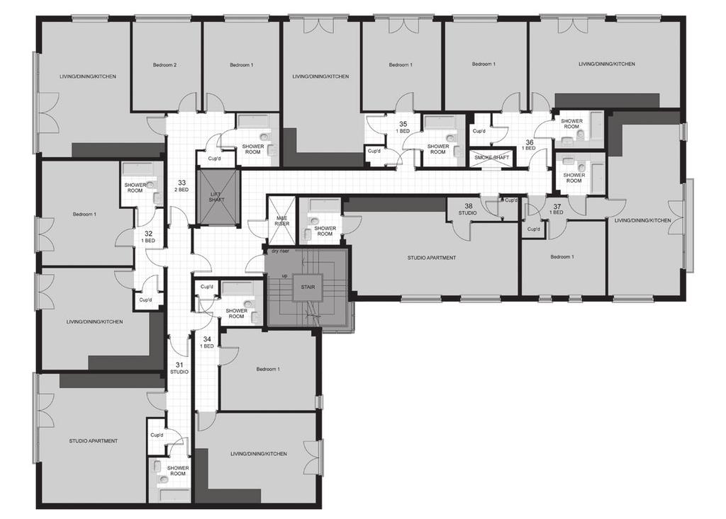 THIRD FLOOR PLOT 31 43 m 2 459 ft 2 Studio 30.1 m 2 323.9 ft 2 BISHOPS ROAD PLOT 32 54 m 2 579 ft 2 Living/Kitchen 23.2 m 2 249.7 ft 2 Bedroom 1 18.7 m 2 201.