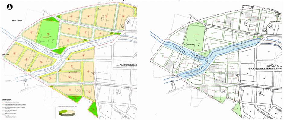 Urban Plan map (left) and Urban Planning Implementation Act map (right)
