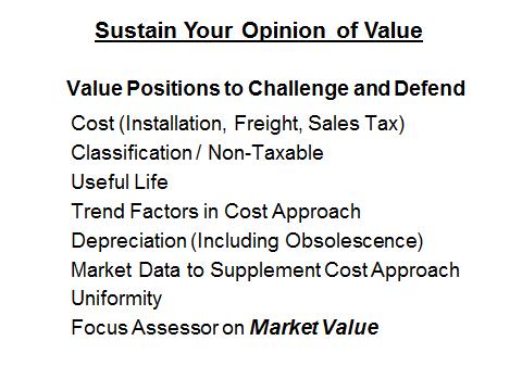 IPT Personal Property Tax School Valuation Machinery and Equipment Section III Sustain Your Opinion of Value Slide 47 Value Positions
