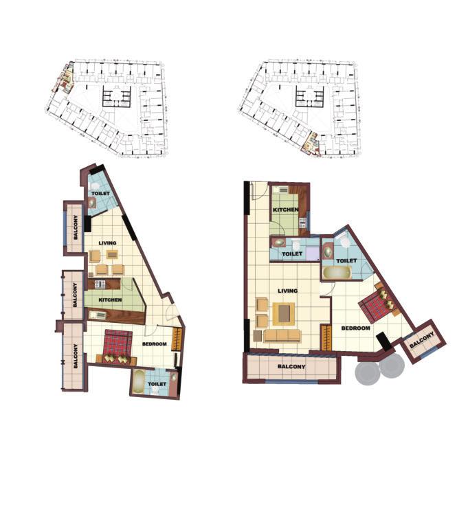 1 BHK Type (4th to 9th, 11th, 13th, 15th Floor) - Unit 20 1 BHK Type (4th to 16th Floor) - Unit
