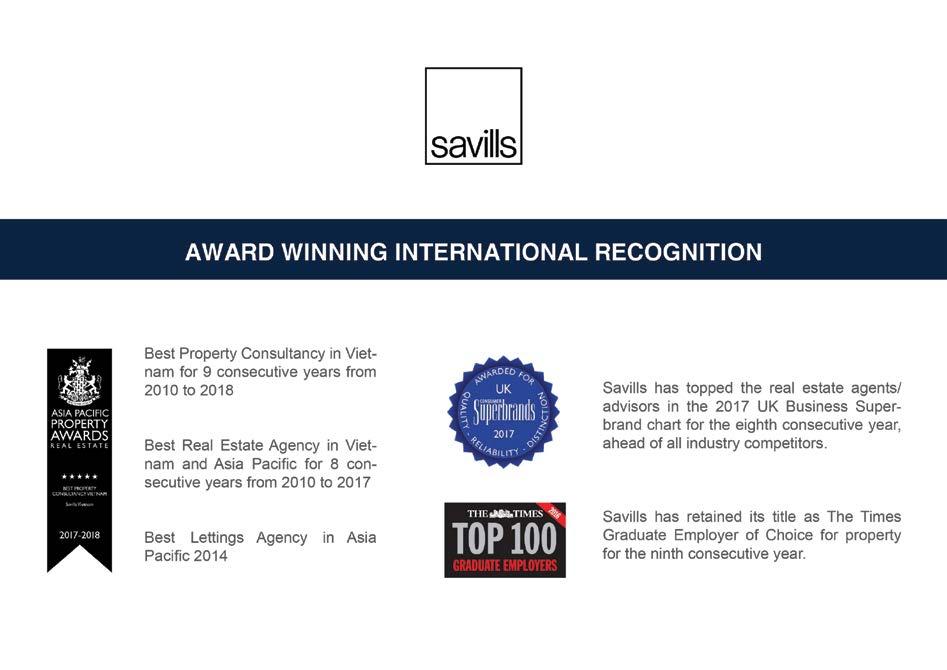 AWARD WINNING INTERNATIONAL RECOGNITION Best Property Consultancy in Viet Nam 8 consecutive years 2010 to 2018 Best