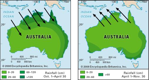 Winter south- east The climate of Australia varies widely