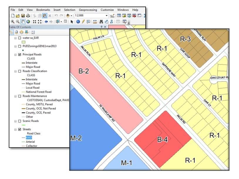 GIS and Technology Applications The Geographic Information System (GIS) is used extensively by the department to store important land data on zoning, future land use, floodplain data, aerial