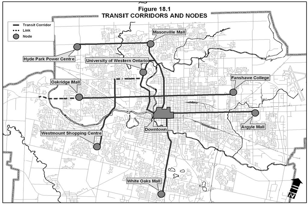 Residential intensification will be encouraged adjacent to Transit Nodes and along Transit Corridors.