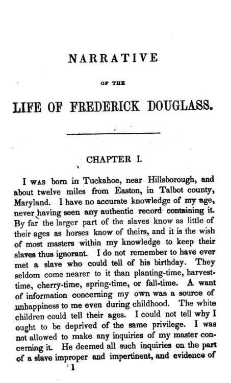Chapter One, Narrative of the Life of Frederick