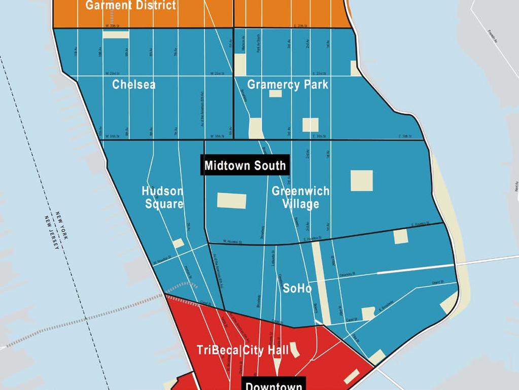 JLL Office Outlook New York Q3 2016 13 New York Midtown South boundaries Chelsea South of 30th Street, west of Fifth venue, north of 14th Street and east of the Hudson River.