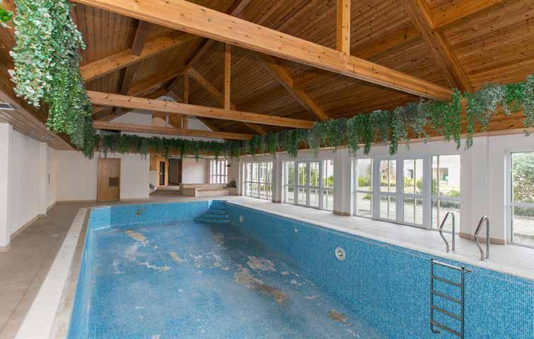 66m) (Pool measurement 41 0 x 18 0 ) The swimming pool is large and airy, with a full height wooden panelled, beamed and hitched ceiling.