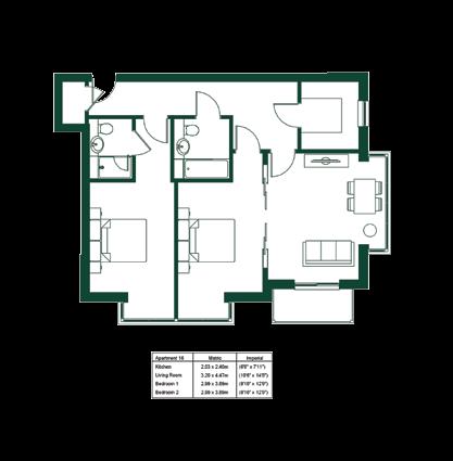 Floor Plans Apartment 17 & 28 Apartment 18 & 29 Apartment 19, 30 & 39 Ensuite 1 2 Apartment 17 & 28 metric imperial 2.1m x 2.4m 6 8 x 7 11 Living 3.2m x 4.5m 10 6 x 14 8 1 3.0m x 3.9m 9 10 x 12 9 2 3.