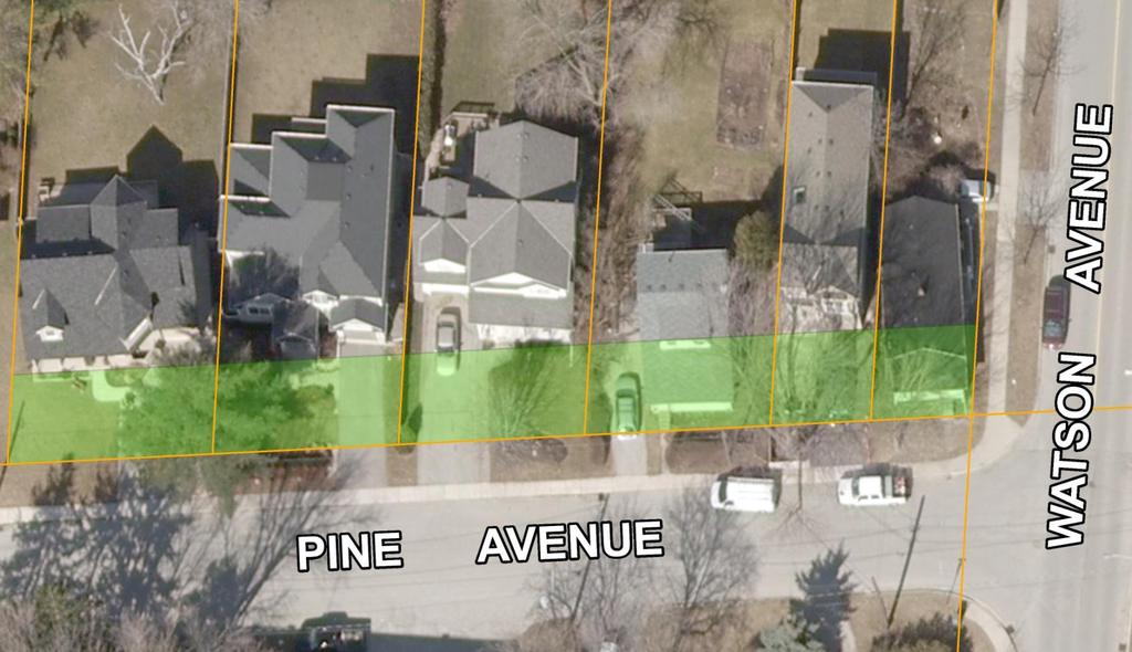 0 metres in the minimum front yard is permitted for a group of 8 or more dwellings on contiguous (or facing one another on opposite sides of the street) lots in a neighbourhood.