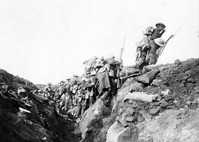 At 7.30am, on a clear midsummer's morning, the British infantry emerged from their trenches and advanced in extended lines at a slow steady pace across the grassy expanse of No Man's Land.