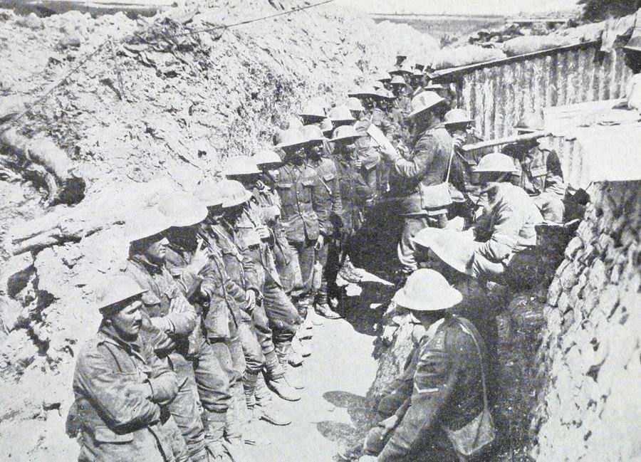 Roll call in the British trenches at the Battle of the Somme, afternoon, 1st July 1916 (source: www.gwpda.org/photos) The battle became a metaphor for futile and indiscriminate slaughter.