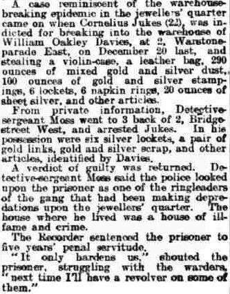 William s jewellery business was broken into on 20 th December 1904.