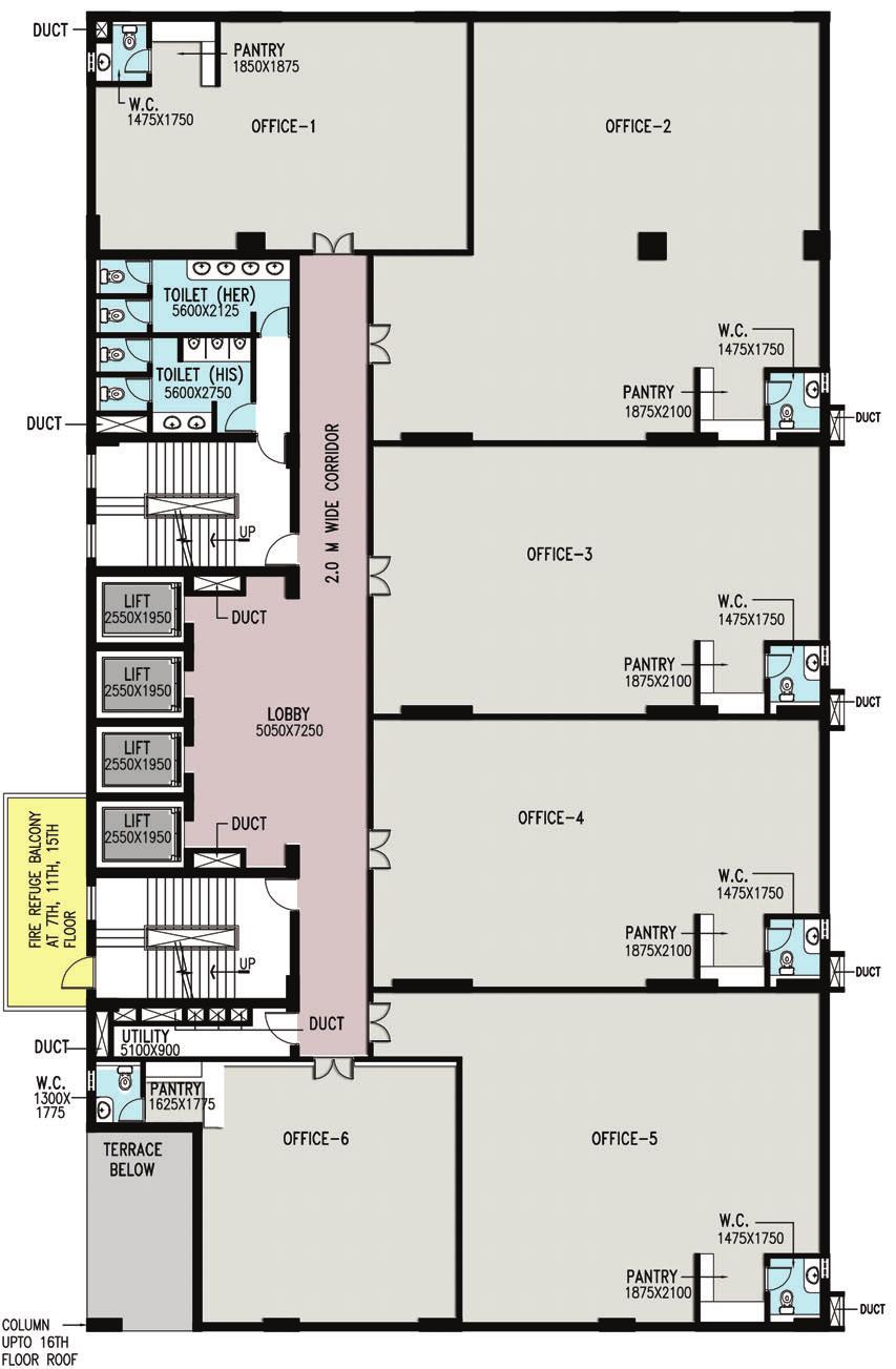 6TH & 17TH FLOOR PLANS 7TH, 8TH & 18TH FLOOR PLANS Area Statement Floor : 6th Office No. Area (sq. ft) No. 1 1181 No.
