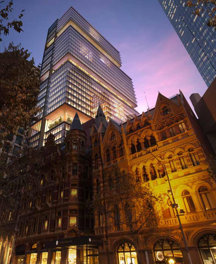 with historic Olderfleet façade and marble finishes throughout Market-leading amenities and services including Collins St and Flinders Lane retail boutiques and restaurants, 414