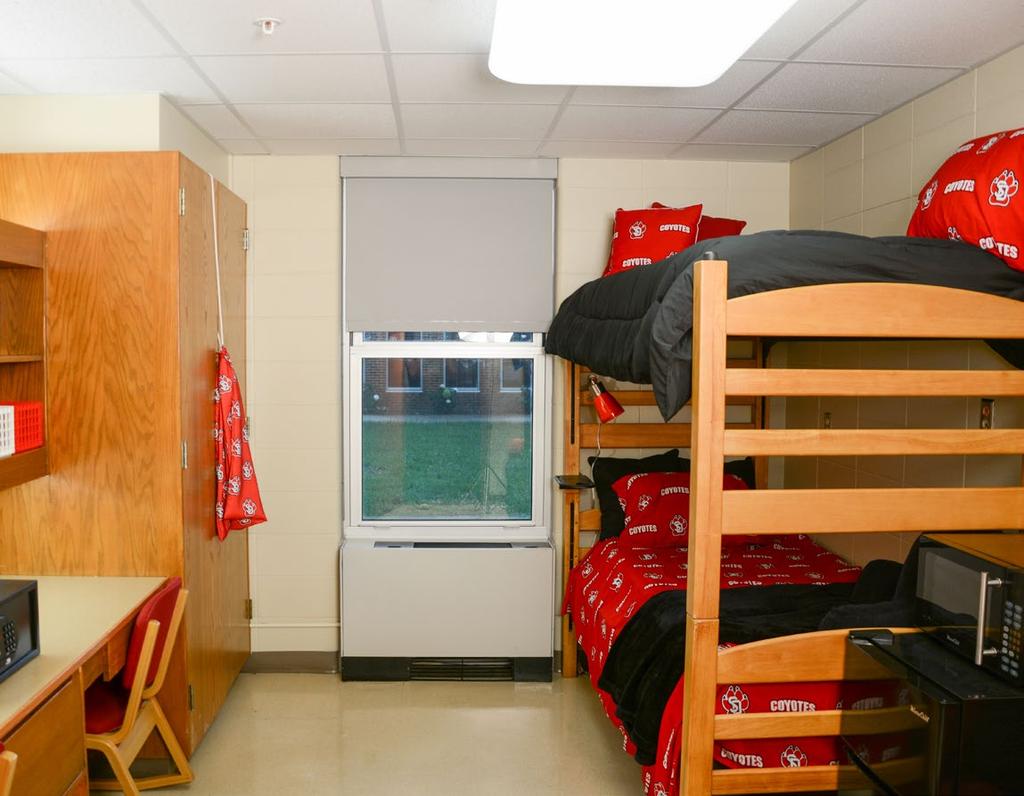 This residence hall also has an in-hall convenience store and Papa John s. Contains both coed and single gender floors. Air conditioning in every room.