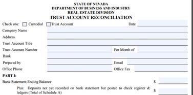 Suspicious Reconciliations Trust account reconciliations submitted by brokers indicating suspicious,