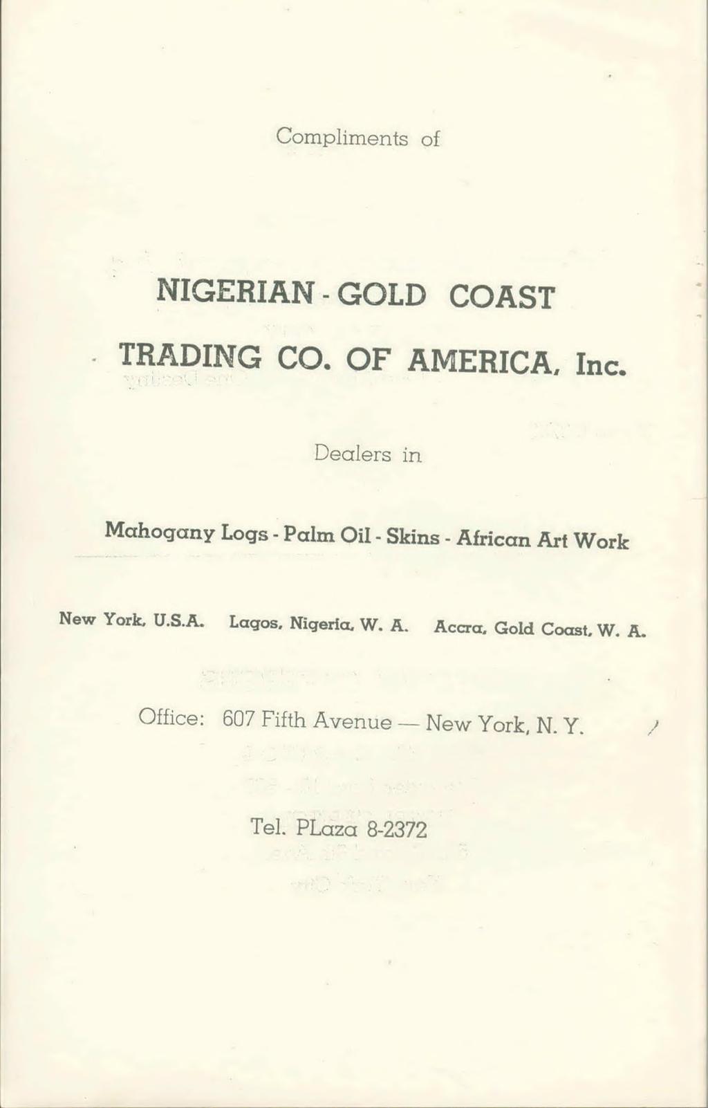 NIGERIAN - GOLD COAST TRADING CO. OF AMERICA, Inc.