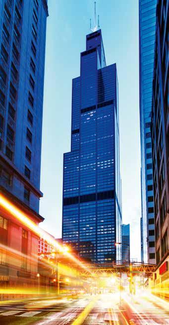 Willis Tower Located in the heart of the city, the 110-story Willis Tower was completed in 1974 at a cost of $175 million.