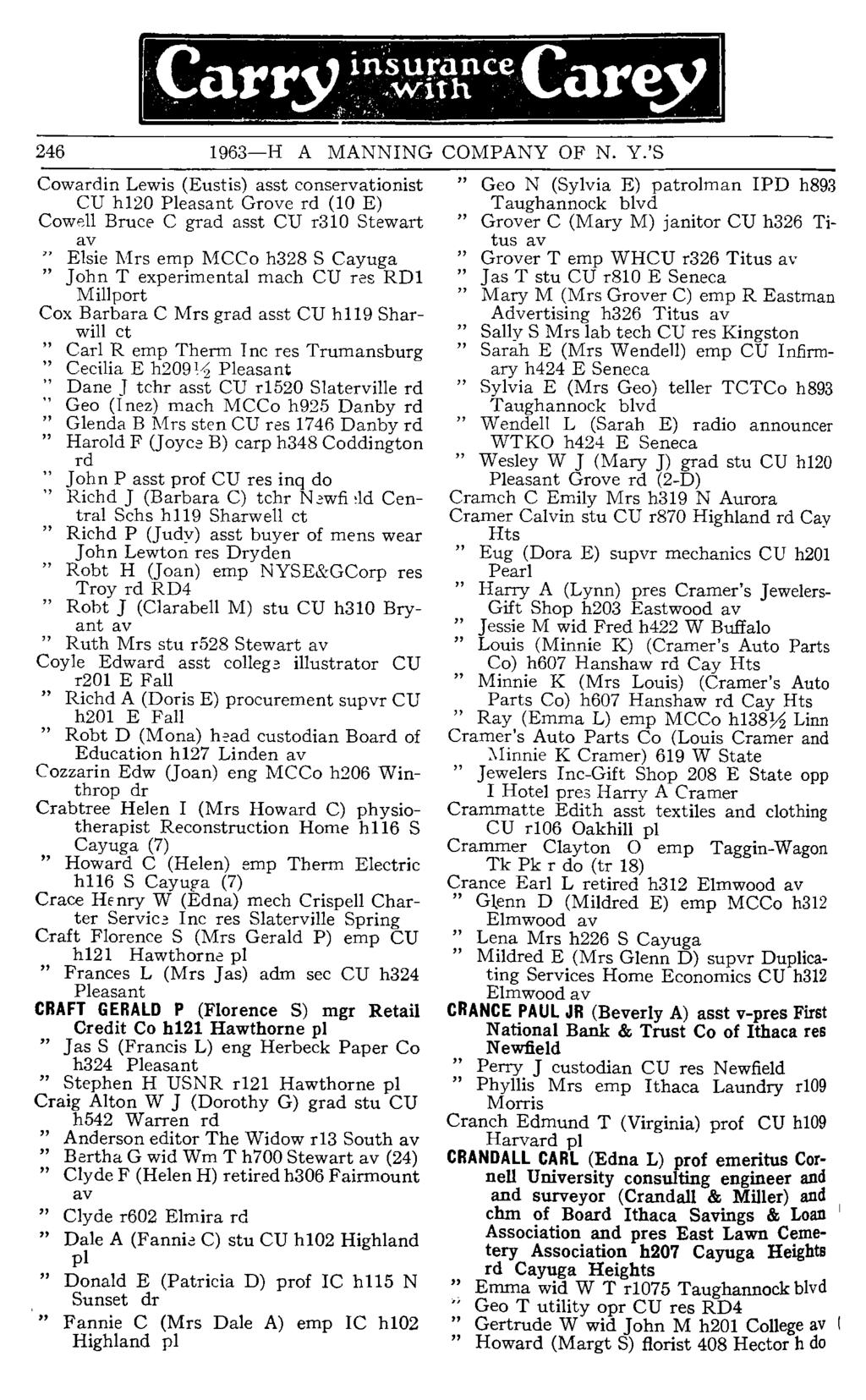 246 areyl 1963-H A MANNING COMPANY OF N. Y.