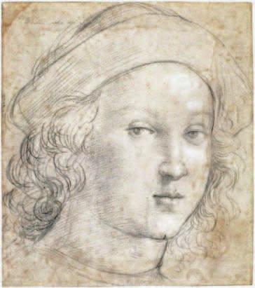 Raphael was an expert and highly inventive portraitist, as this black chalk head of a young man shows.