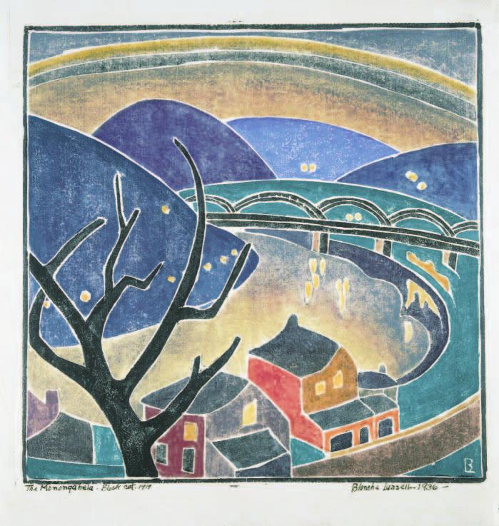 Blanche Lazzell s vibrant The Monongahela, 1919 (printed 1936), acquired by the Newark Museum in 1943, was one of 121 color woodcuts in From Paris to Provincetown: Blanche Lazzell and the Color