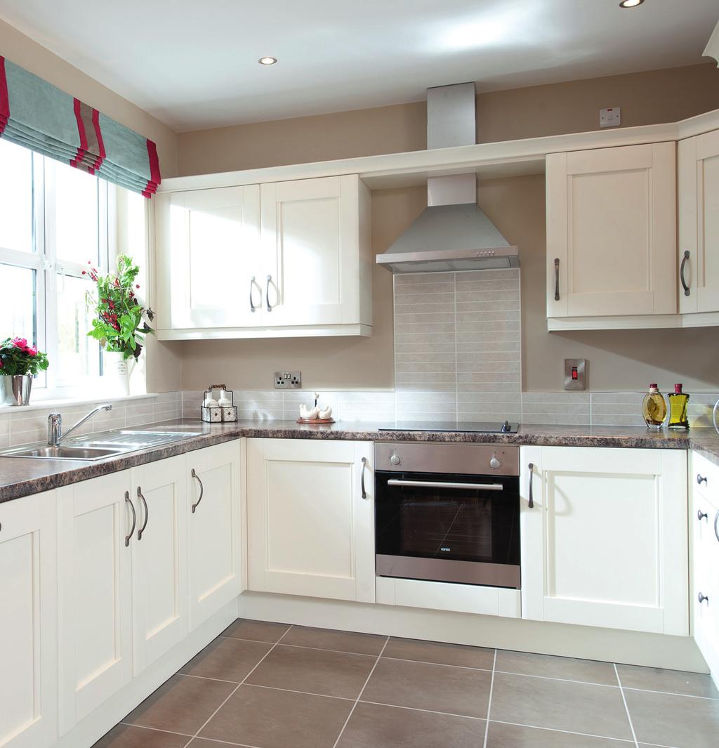 units and worktops in choice of finishes Appliances to include oven, hob, extractor hood, with integrated fridge