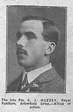 HAWKES Albert No further information currently HUZZEY Stephen J Private 37837 11 th Bn Royal Fusiliers Killed in Action on the 7 th August 1918 aged 32 Husband of Emmeline Mary Huzzey of 1 Myrtle