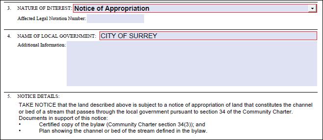 EXAMPLE NOTICE OF APPROPRIATION: 2.