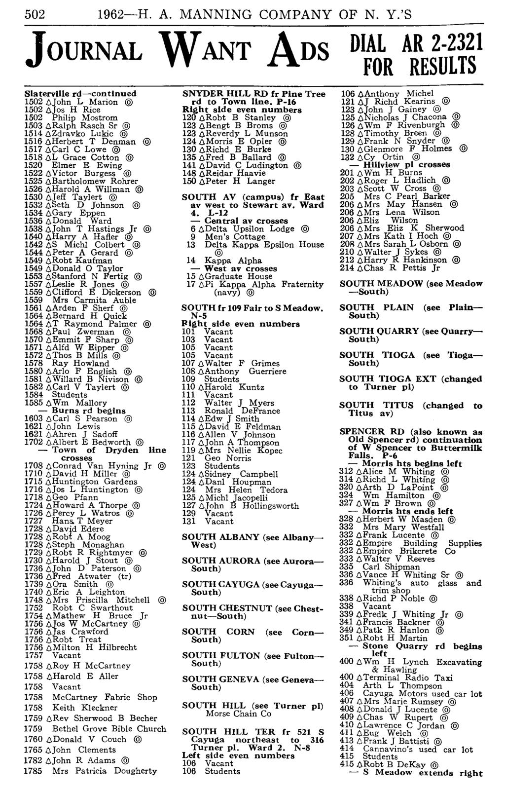 502 1962-H. A. MANNING COMPANY OF N. Y.