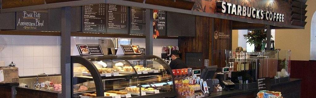 Starbucks sells drip brewed coffee, espresso-based drinks, snacks and bakery items.