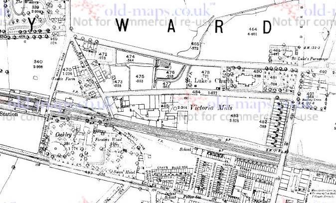 Fig. 13: 1892 map of the area of Victoria Mills by St. Luke s Church and Weaste Lane.
