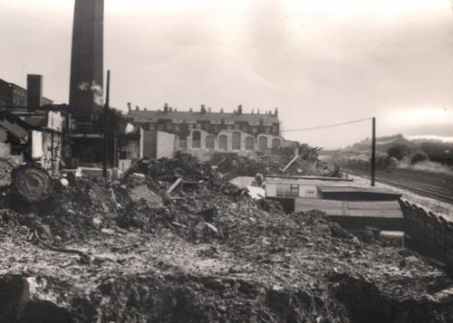 18: Photograph of Victoria Mills, re-construction in progress. From Salford Archives. May have been taken August 1973.